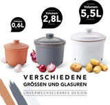Römertopf vitlökspotta färsk kruka gjord av naturlig lera för lång hållbarhet av mat som vitlök Ø 12,5 cm vit Matförvaringslådor Naty Shop