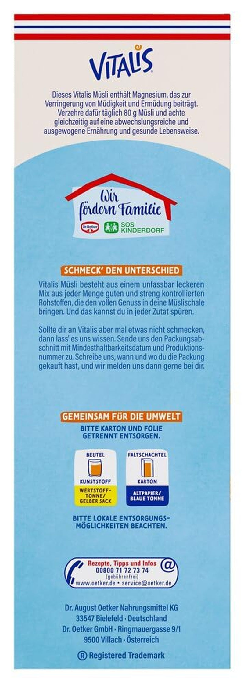 Dr. Oetker Vitalis Less Sweet Crunchy Pure: Crunchy müsli med 30 % mindre socker, 5-pack (5 x 600g)