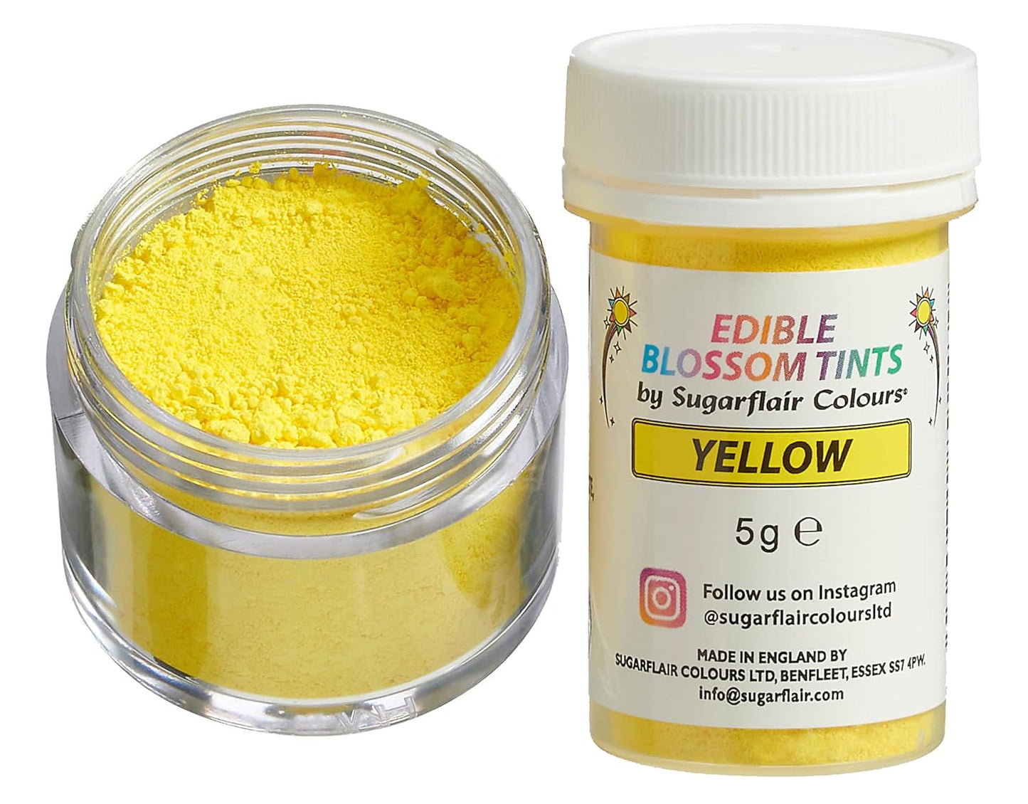 Sugarflair Blossom Tint Dust Yellow Food Coloring Powder - Livsmedelsfärgpulver för tårtdekorering, sockerpasta, fondant, glasyr, choklad, smörkräm, macarons och mer - 5G