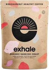 EXHALE Bio GANZE BOHNEN – Dunkel Gerösteter Kaffee – 450g Packung – Mykotoxinfrei & Geeignet für Bulletproof Coffee – Single Origin och 100% Arabica Bohnen
