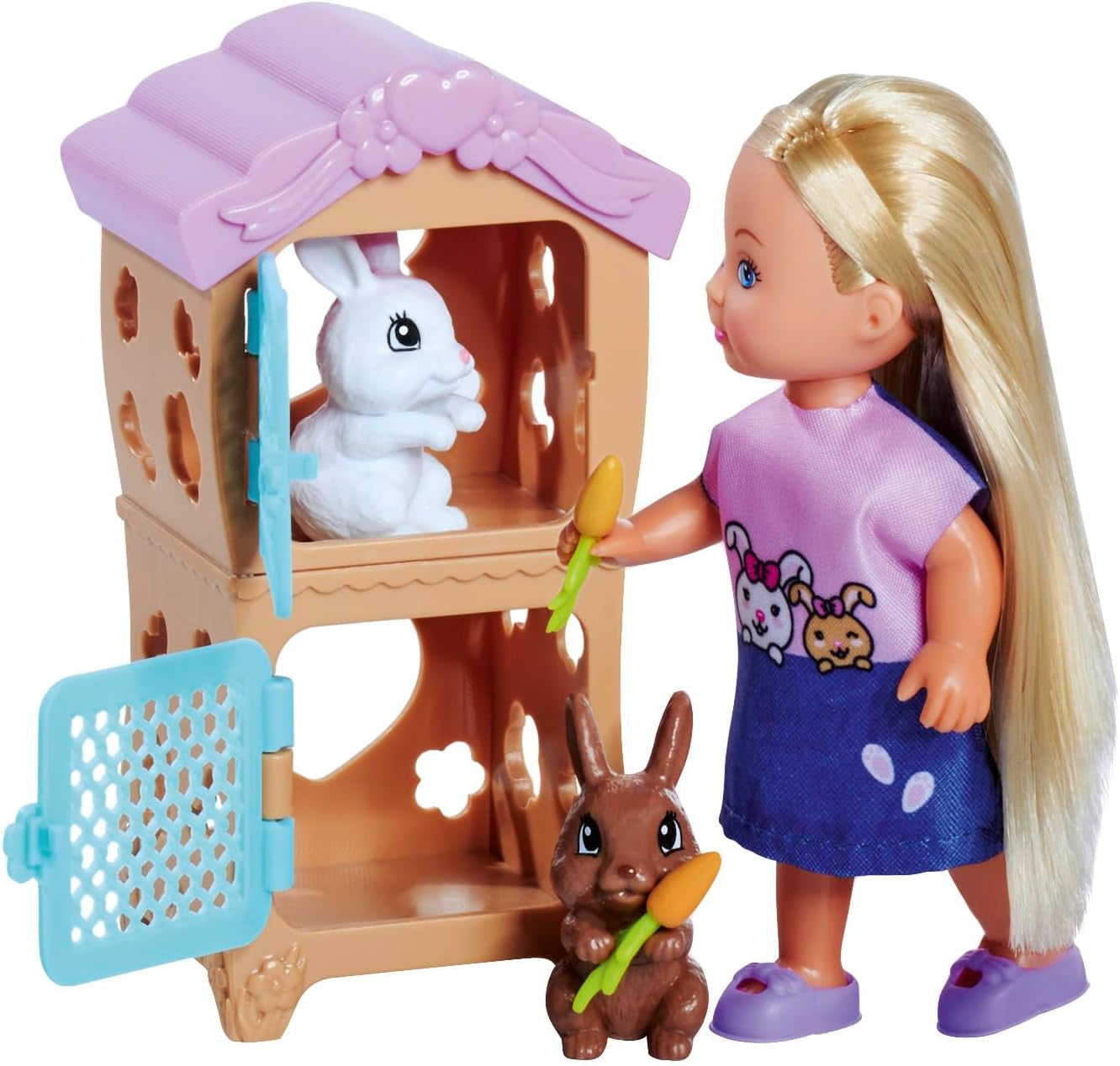 Simba Steffi Love Rabbit Family 12cm 29cm Kaninbur Lekdocka och docka med två kaniner, 3+ år