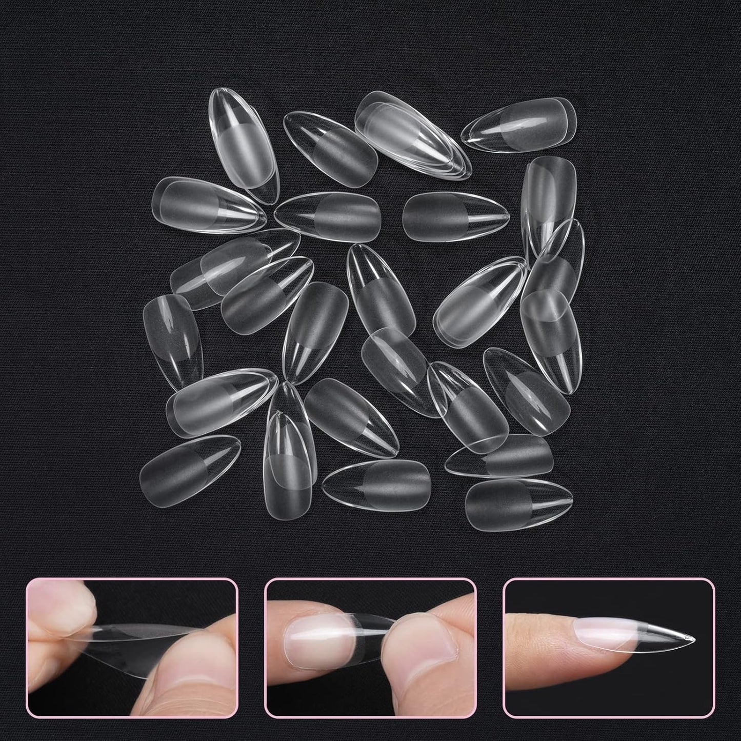 Typer av naglar, 500 st konstgjorda lösnagelspetsar i akryl med förvaringslåda för nagelsalonger och DIY-nagelkonst, 10 storlekar