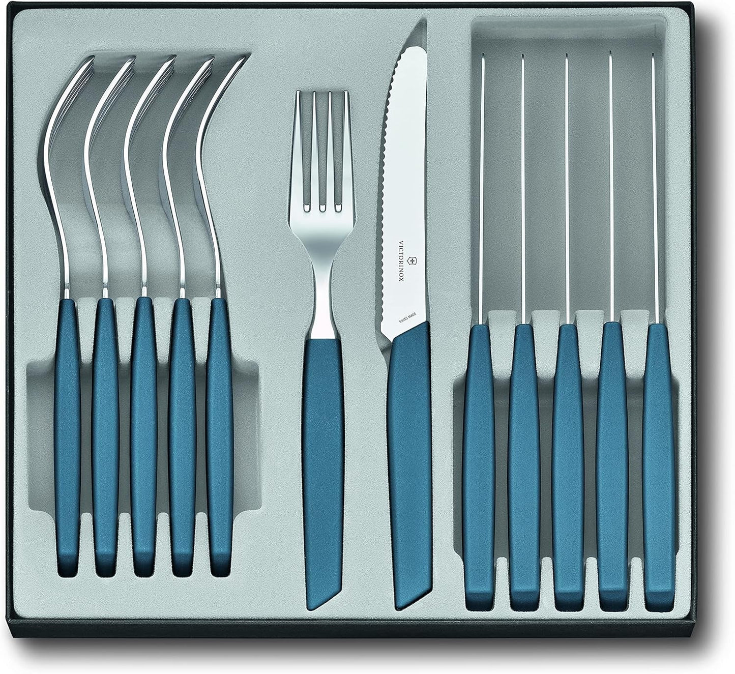 VICTORINOX modern schweizisk bestickset för 6 personer, 12 delar kök Naty Shop Blue
