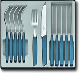 VICTORINOX modern schweizisk bestickset för 6 personer, 12 delar kök Naty Shop Blue