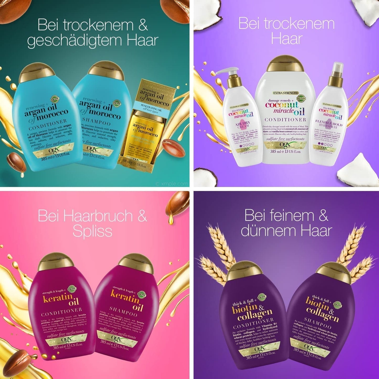 OGX Coconut Miracle Oil Conditioner, Fuktgivande balsam för hårvård med kokosolja, 385 ml OGX Hair Care