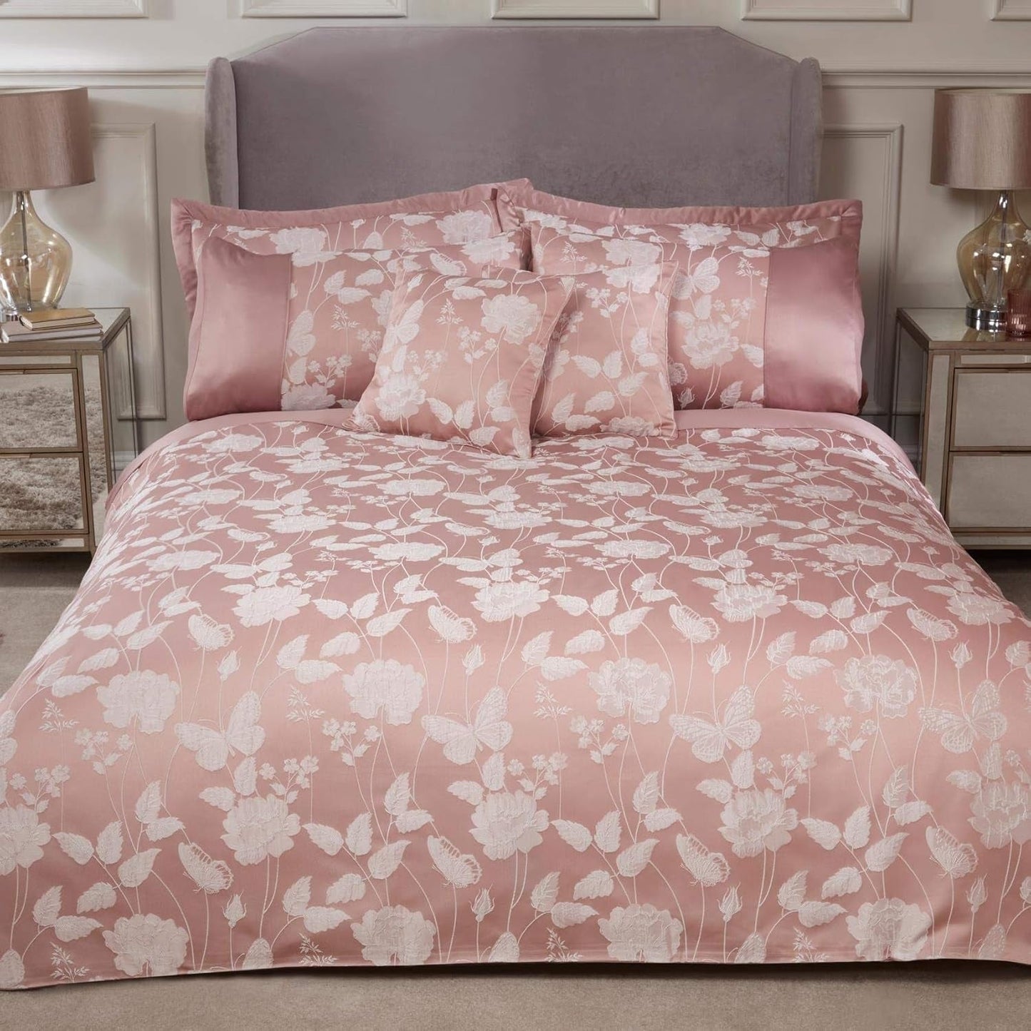 Emma Barclay Butterfly Meadow King Täcken, 100 % polyester, Cream Naty Shop Täcken och täcken Blush Pink King Size