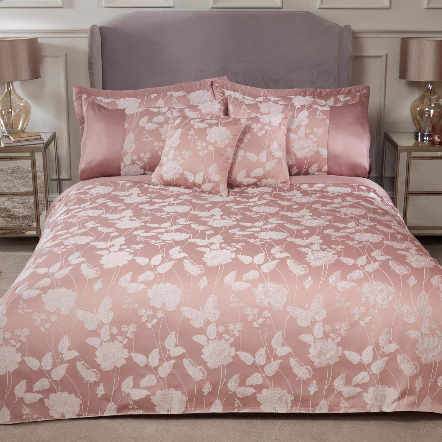 Butterfly Meadow Super King Täcken 100 % Polyester Marinblå Naty Shop Blush Rosa Super King Täcken