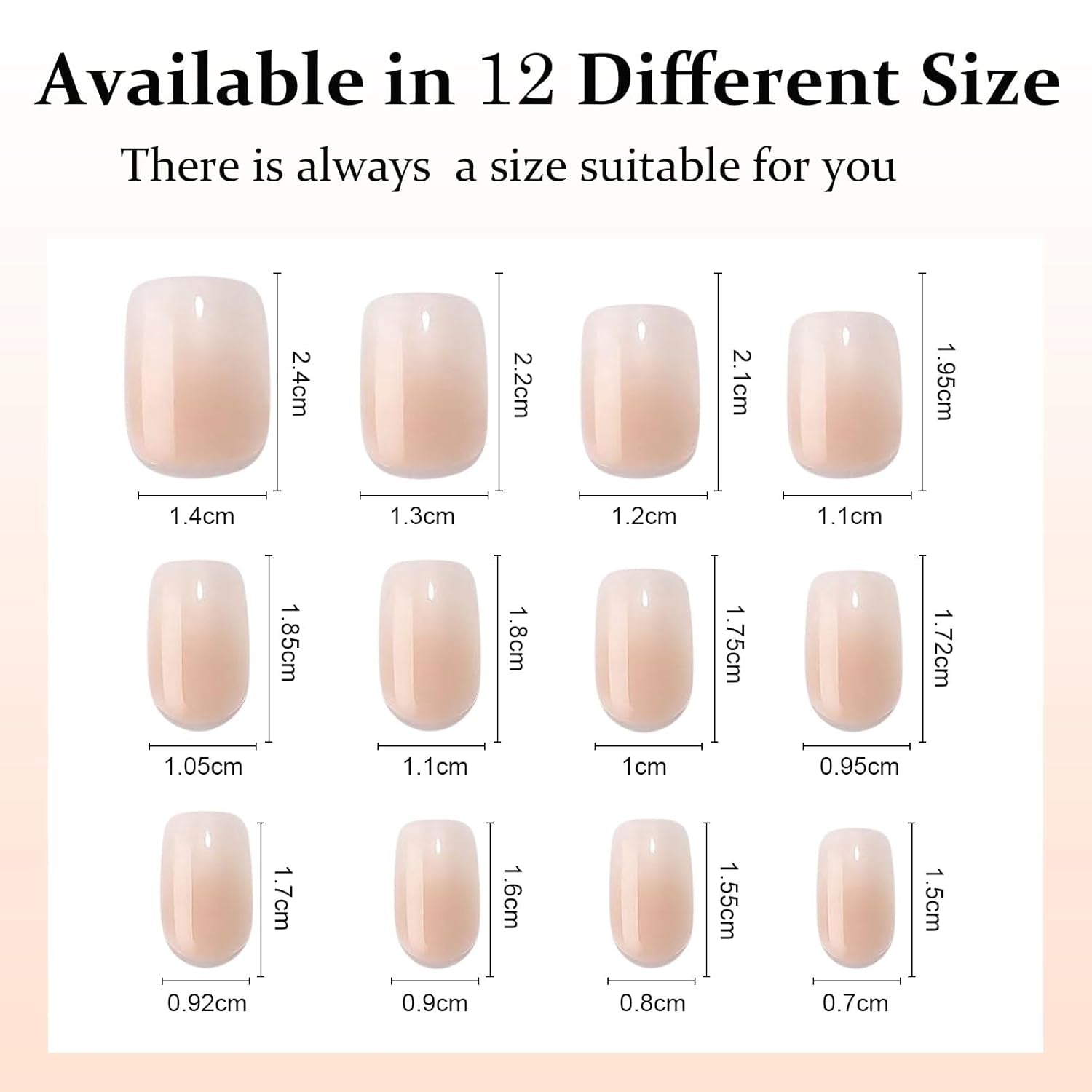 False Nails Set - 240 st Korta fyrkantiga naglar Soft Gel Model Naken Vit Gradient Fake Natural Lime On Fake Nails For Women DIY (Nude Gradient, 240X)