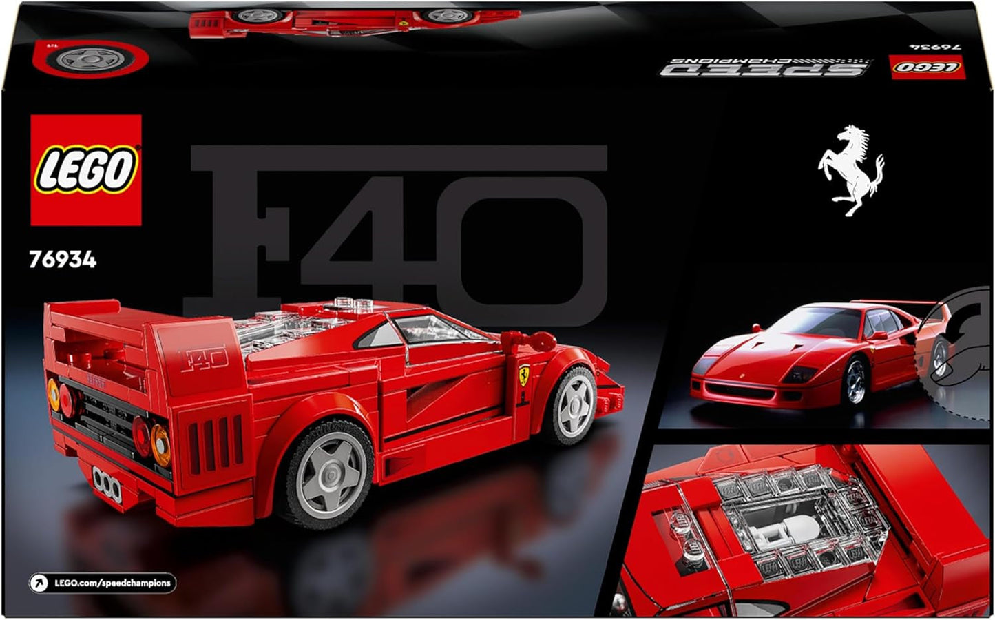 LEGO Speed Champions Ferrari F40 Supersportbil, lekset med byggbar leksaksbil och minifigurförare, samling byggset för barn, present till pojkar och flickor 76934 Byggset Besuche den LEGO-Store