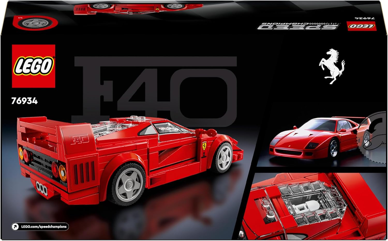 LEGO Speed Champions Ferrari F40 Supersportbil, lekset med byggbar leksaksbil och minifigurförare, samling byggset för barn, present till pojkar och flickor 76934 Byggset Besuche den LEGO-Store