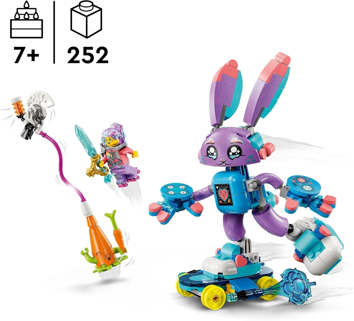 LEGO Dreamzzz Izzie och Bunchurro Spelkaninen, leksak för barn 7+, 2-i-1 lekset med Hero Minifigure och Cyberling för en fantasifull lekupplevelse 71490 Byggset Besuche den LEGO-Store