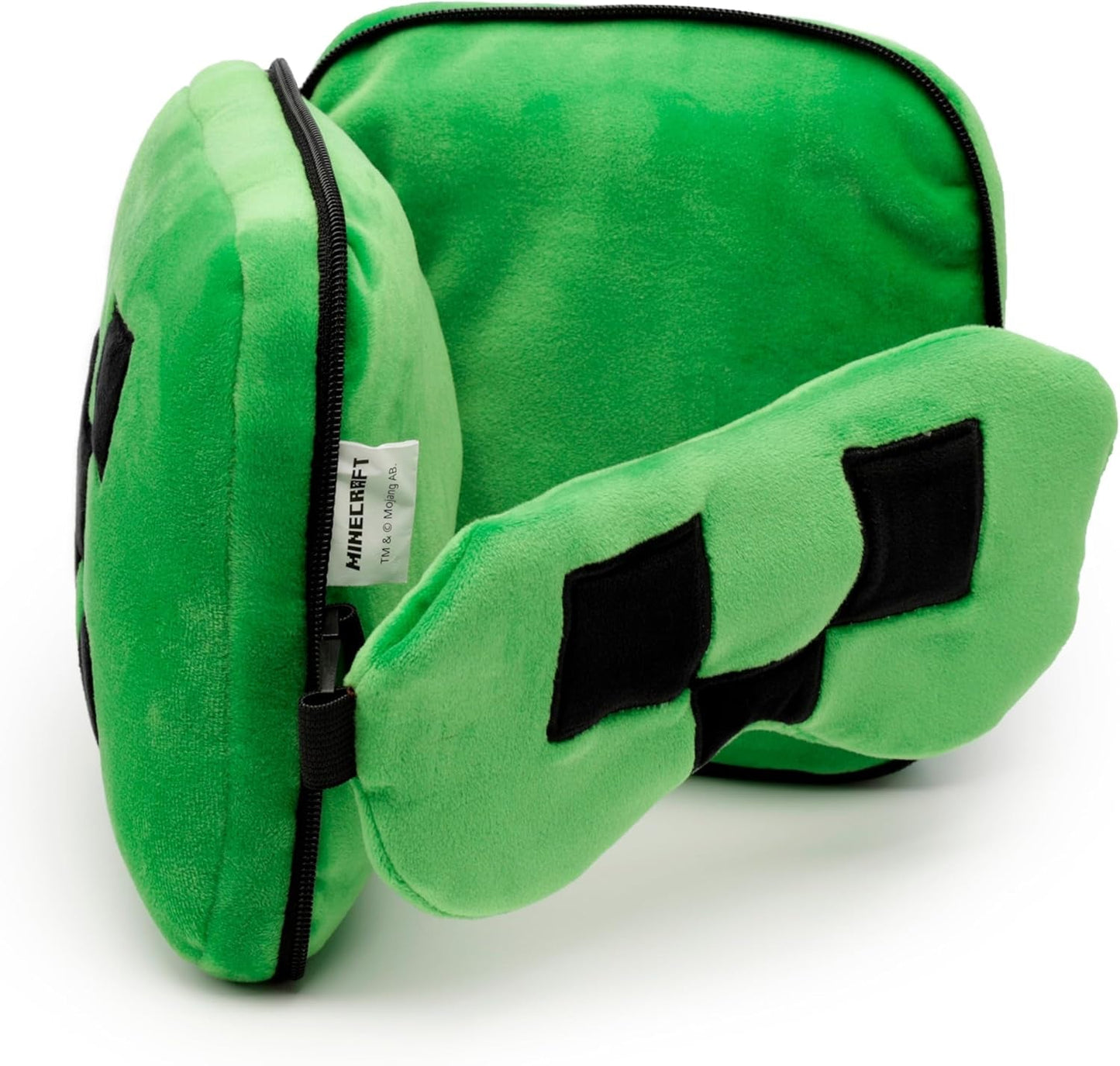 Puckator Relaxeazzz Minecraft Creeper Plysch resekudde och ögonmask Nackstöd Sovkudde Nackkudde Resekudde Sovmask Barn och vuxna för resor Bil Tåg Flygplan Tillbehör Resekuddar Naty Shop