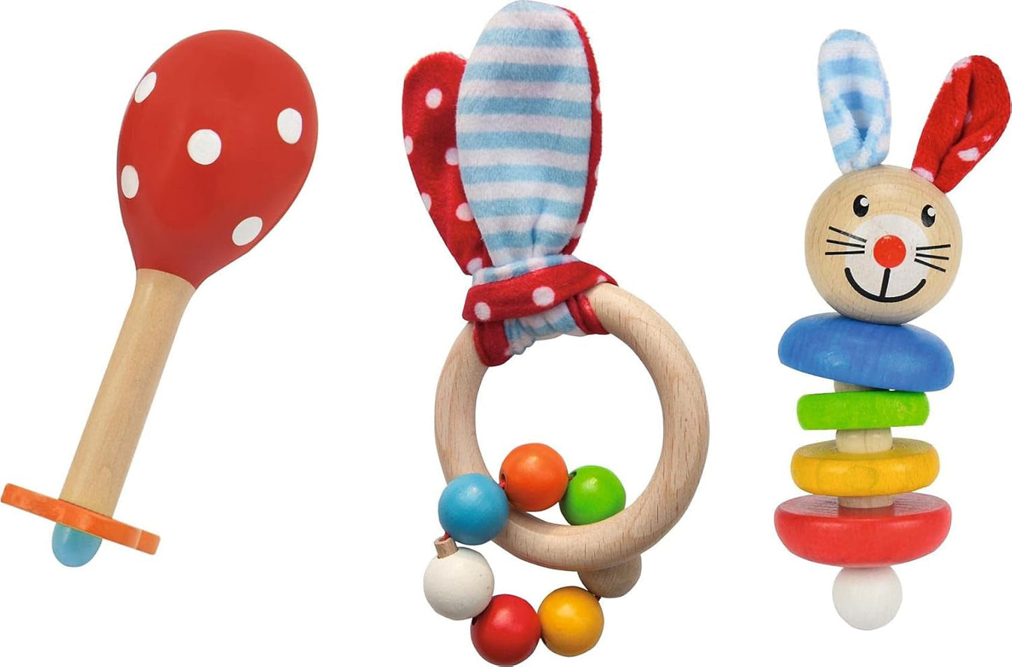 Eichhorn 100017045 - Babystarter/presentset med maraca, leksak med ljud och leksak med kaninmotiv, 3 stycken, från 3 månader Baby Toys Naty Shop Standardtitel