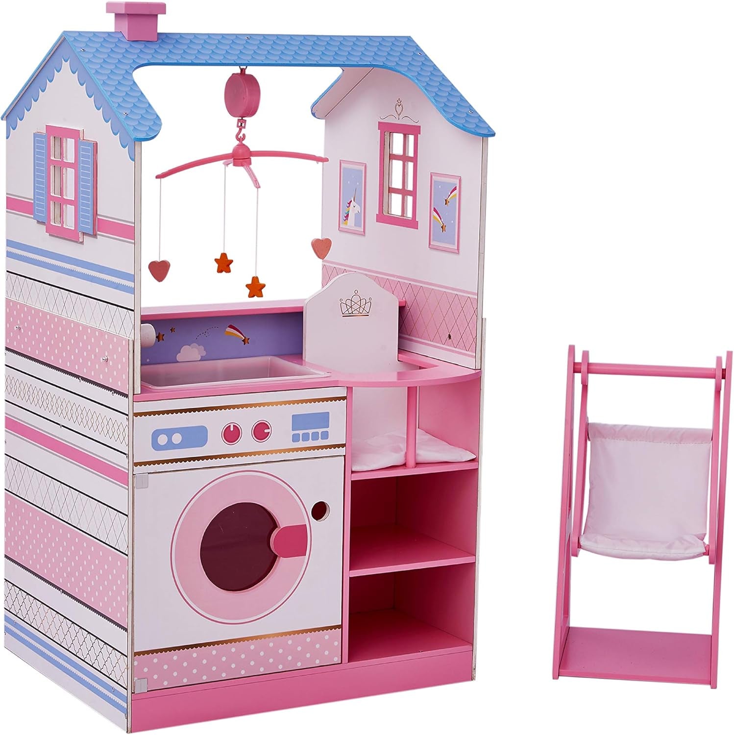 Olivia'S Little World Teamson Barn 18 tums babydockor Trädocka Dubbelsidigt barnkammare TD-11460W Dockhus Naty Shop Skötbord