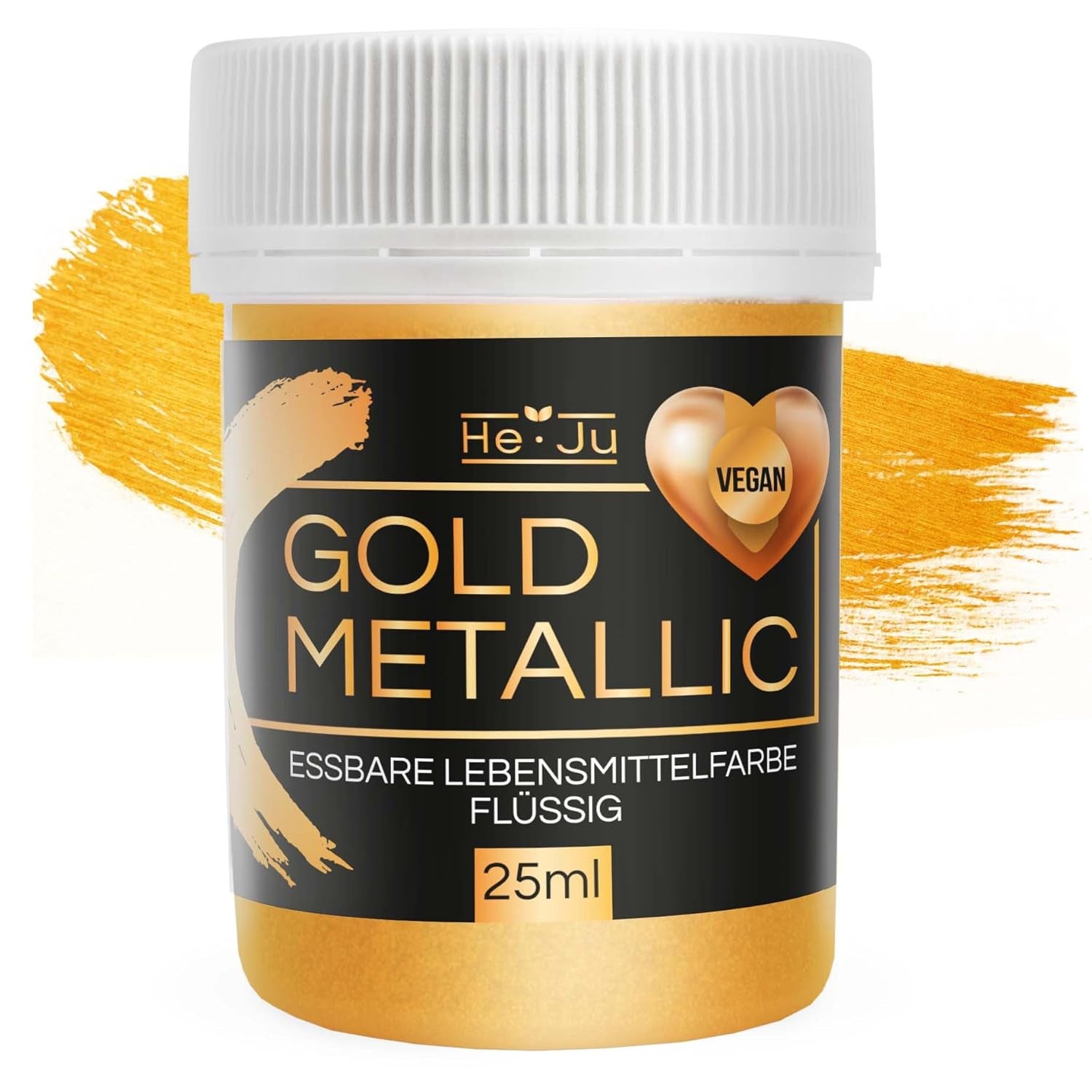 He-Ju Metallic Gold flytande matfärgning 25 ml, ätbart glitter för drycker och mat (Metallic Gold, 25 ml)