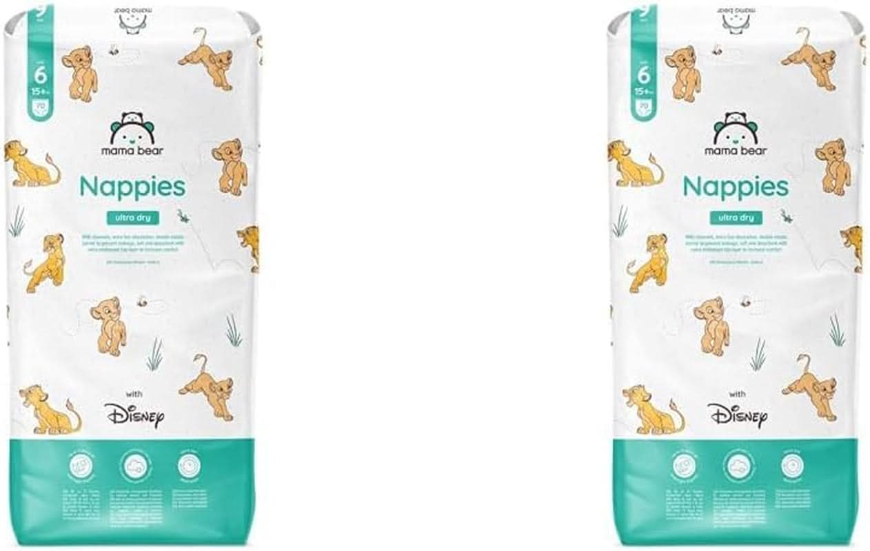Mama Bear Disney Ultra Dry blöjor storlek 4 (8-14 kg), vit, 84 stycken (1 förpackning) Naty Shop storlek 6 (15+ Kg) (2 förpackning) Individuell förpackning