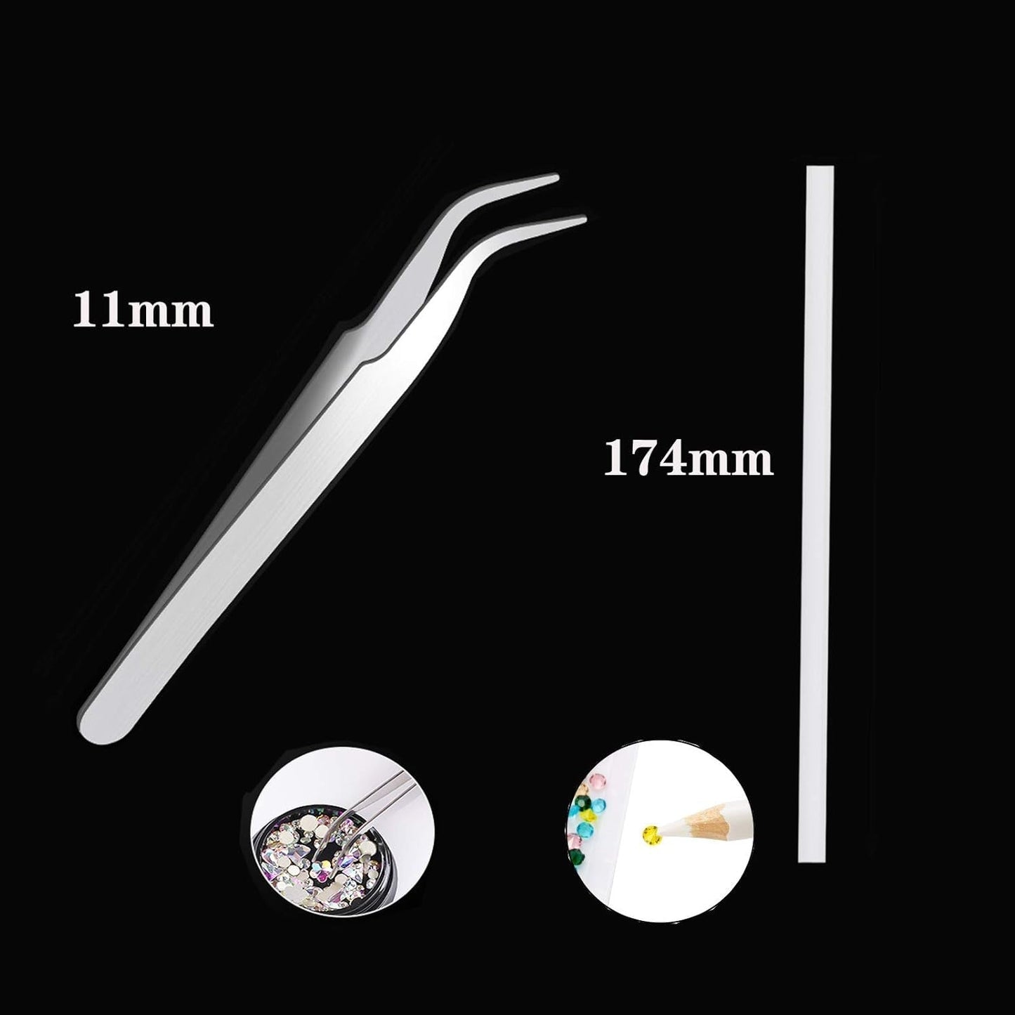 10 lådor Nail Rhinestones Kit, multifunktionella tillbehör med 1 pincett, dekorativa diamanter, kristaller, pärlor, ädelstenar, färgglada, blandade, hästögon, metalliska stenar, för DIY-nageldekorationer