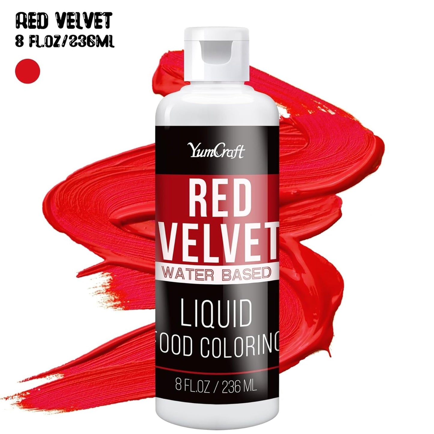 Matfärg - Högkoncentrerad flytande matfärg för kakor, bakning, påskägg, drycker - Sockerfri matfärg för fondant, glasyr, slem, tårtdekorering (Red Velvet, 236ml)