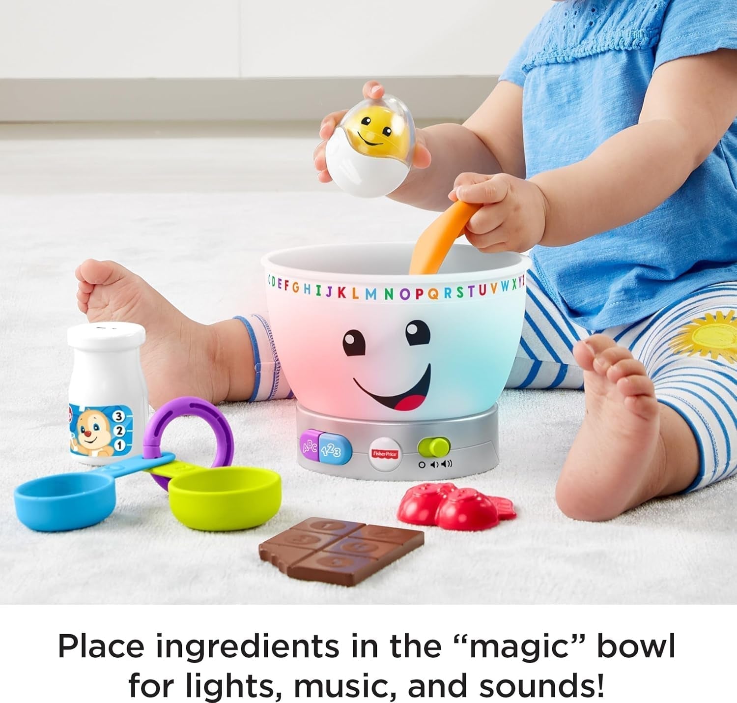 Fisher-Price Laugh & Learn Baby Learning Toy, Magic Color Mixing Bowl med musik och ljus i 6 månader+, GJW20 Baby Toys Naty Shop