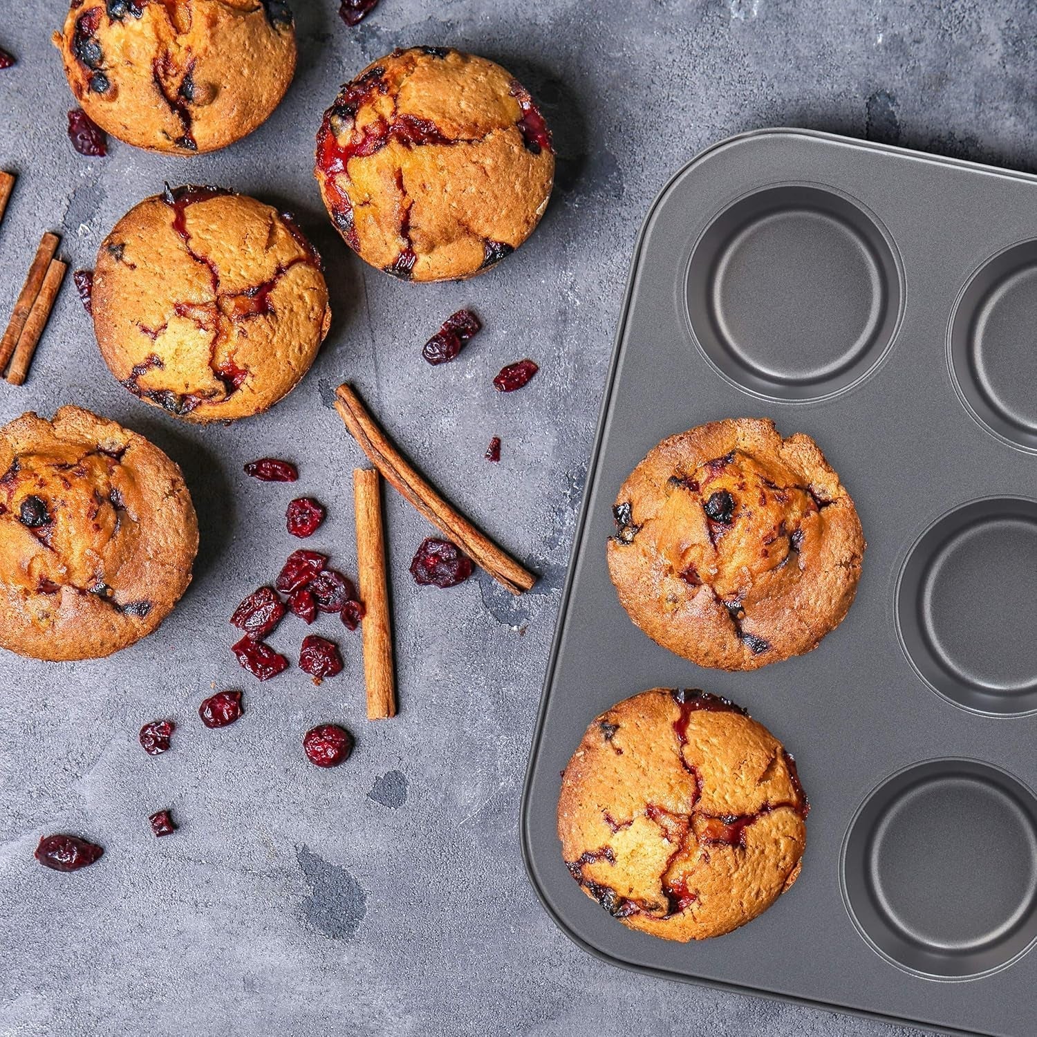 Relaxdays Muffinform, 2Er Set, 12Er Muffinbleche, Antihaftbeschichte, Carbonstahl, Muffins & Cupcakes, Ø 6,5 Cm, Vete, 10030825 Formar och plåtar för bakning Naty Shop