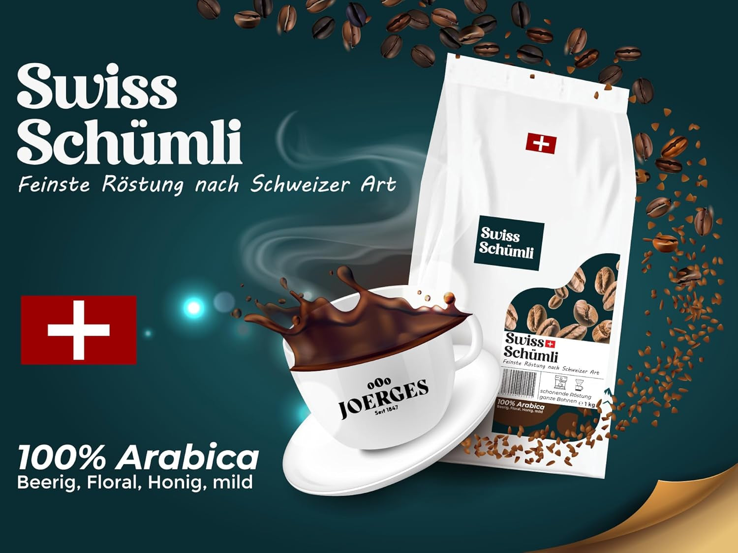 Från över 175 års erfarenhet: Schwiizer Schüümli schweiziska Schümli kaffebönor 1 kg – Lättrostning för ett fint Schümli-kaffe, perfekt kräm, intensitet 2/5, syra 1/5 – för en riktig kaffenjutning