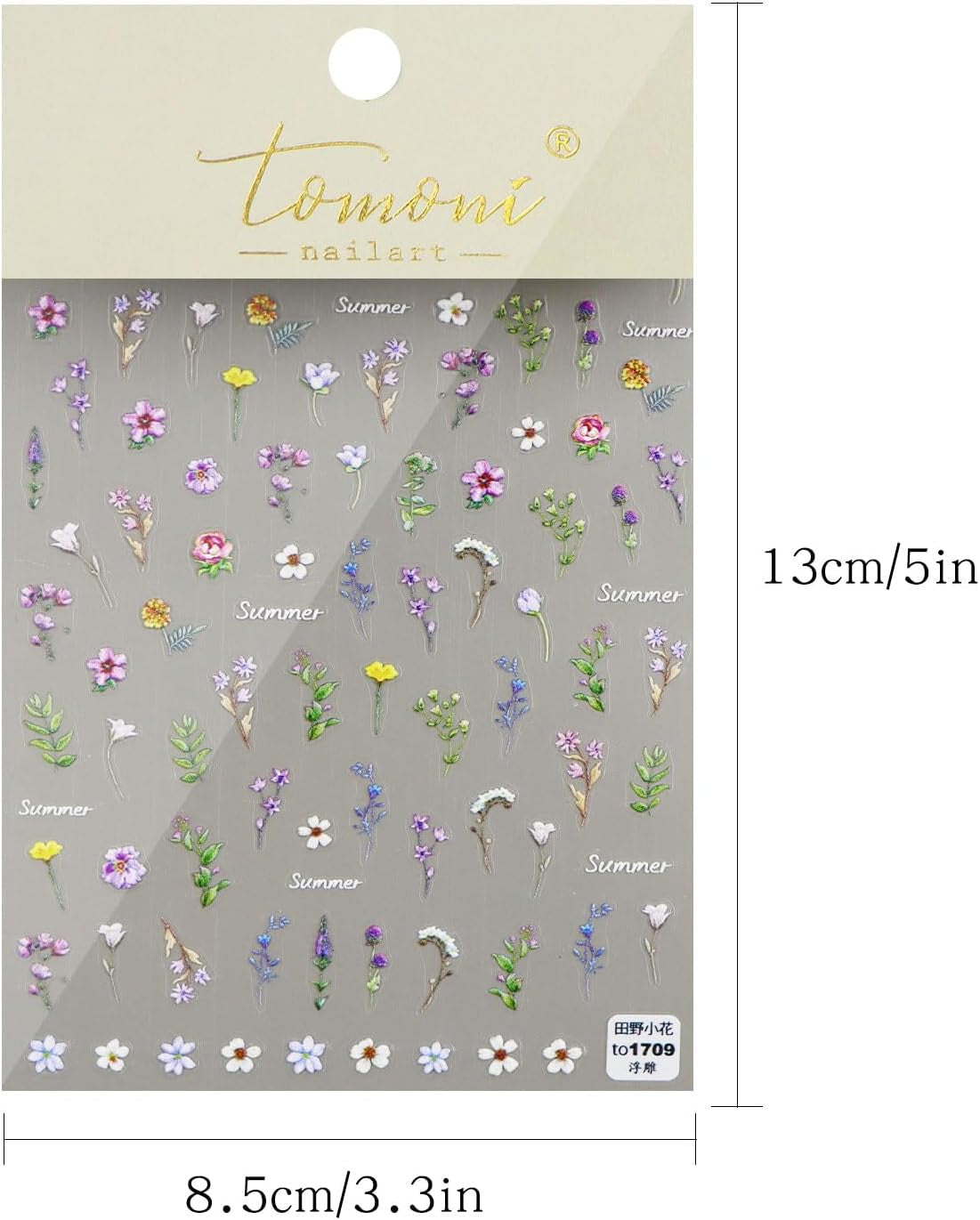 JMEOWIO 3D Nagelsticker Blume Frühling Sommer Floral Nail Art Sticker Selbstklebend Nagelaufkleber 5D Stereoskopisk Dekoration Nageldesign Zubehör 1 Blatt