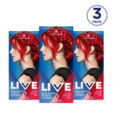 Live Ultra Bright eller Pastellröd hårfärg 3 stycken Semipermanent färg Håller upp till 15 tvättar - 092 Pillar Box Red Naty Shop Hårfärgning