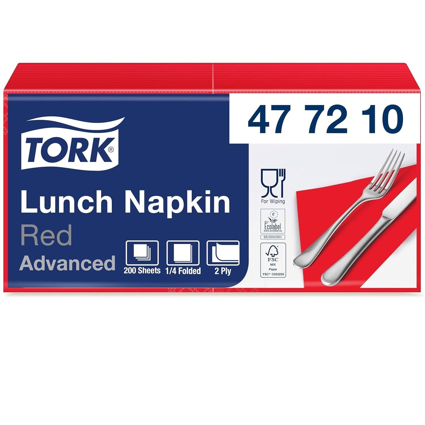 Tork 477840 Lime Lunchservetter / 2-lagers servetter för små måltider eller mellanmål / Avancerad kvalitet / 10 X 200 (2000) pappersservetter / 32,6 X 33 Cm (L X B) / 1/4 vikning