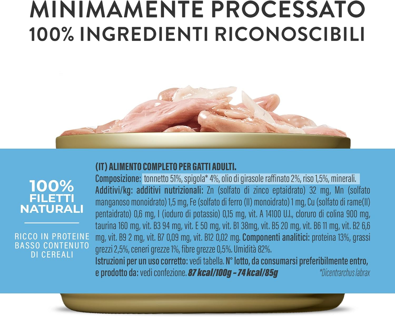 Blåfenad tonfisk i gelé, komplett våt kattmat, konserverad, med tillsatta vitaminer, 100 % naturlig, 6 x 85 g