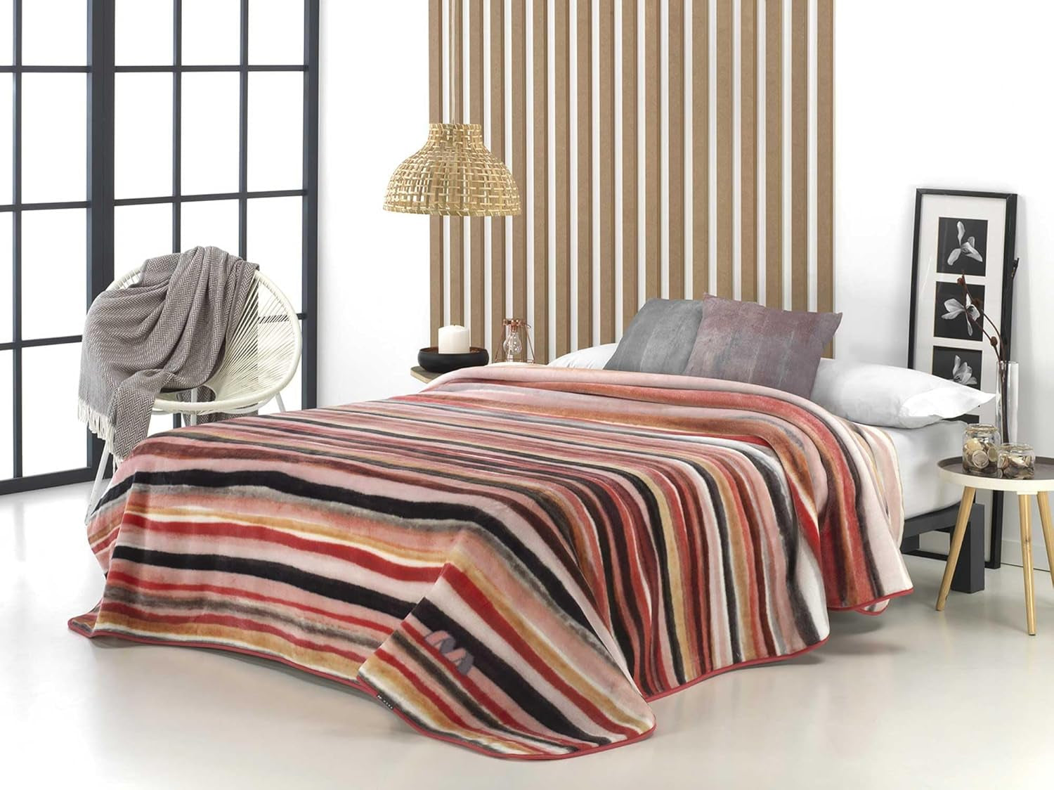 Tryckt filt, Stor volym, 100 % polyester, 450 G/M², Mjuk, För höst/vinter, Design Harmony N10, 170 X 240 Cm, För 90/105 Cm sängar, Grå Naty Shop Täcken och täcken Rosa 260X240Cm/180Cm Säng - 180Cm
