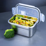 Lurch 240895 Lunchbox Högkvalitativt rostfritt stål Säkerhets-/förvaringslåda med BPA-fritt plastlock 2000 ml klara matförvaringslådor Naty Shop
