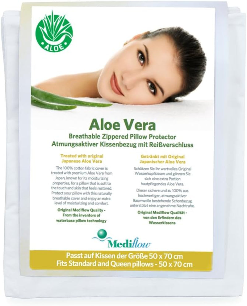 Mediflow aloe vera örngott, kuddskydd, bomull, vit, 40 X 80 Cm Naty Shop standardkuddar 50 X 70 Cm