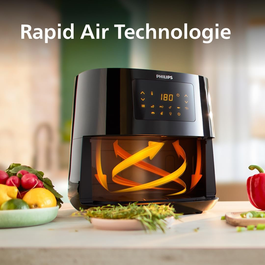Philips 3000Er Airfryer XL - Rapid Air-teknik, stekning med upp till 90 % mindre fett, kapacitet 1,2 kg, 6,2 liter, pekskärm Vitvaror Naty Shop