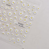 5D-präglade vita prästkragar Nagelklistermärken Blommor Nagelklistermärken Blommor Självhäftande folieklistermärken Nagelkonstklistermärken Tusenskönor Nageldekoration Tillbehör Blomdesignklistermärken Nagelkonst
