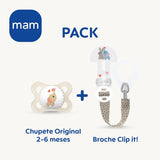 MAM Clip It-napp! Broach & Original S226 Skinsoft™ silikon, ultramjuk, för spädbarn från 0+ månader