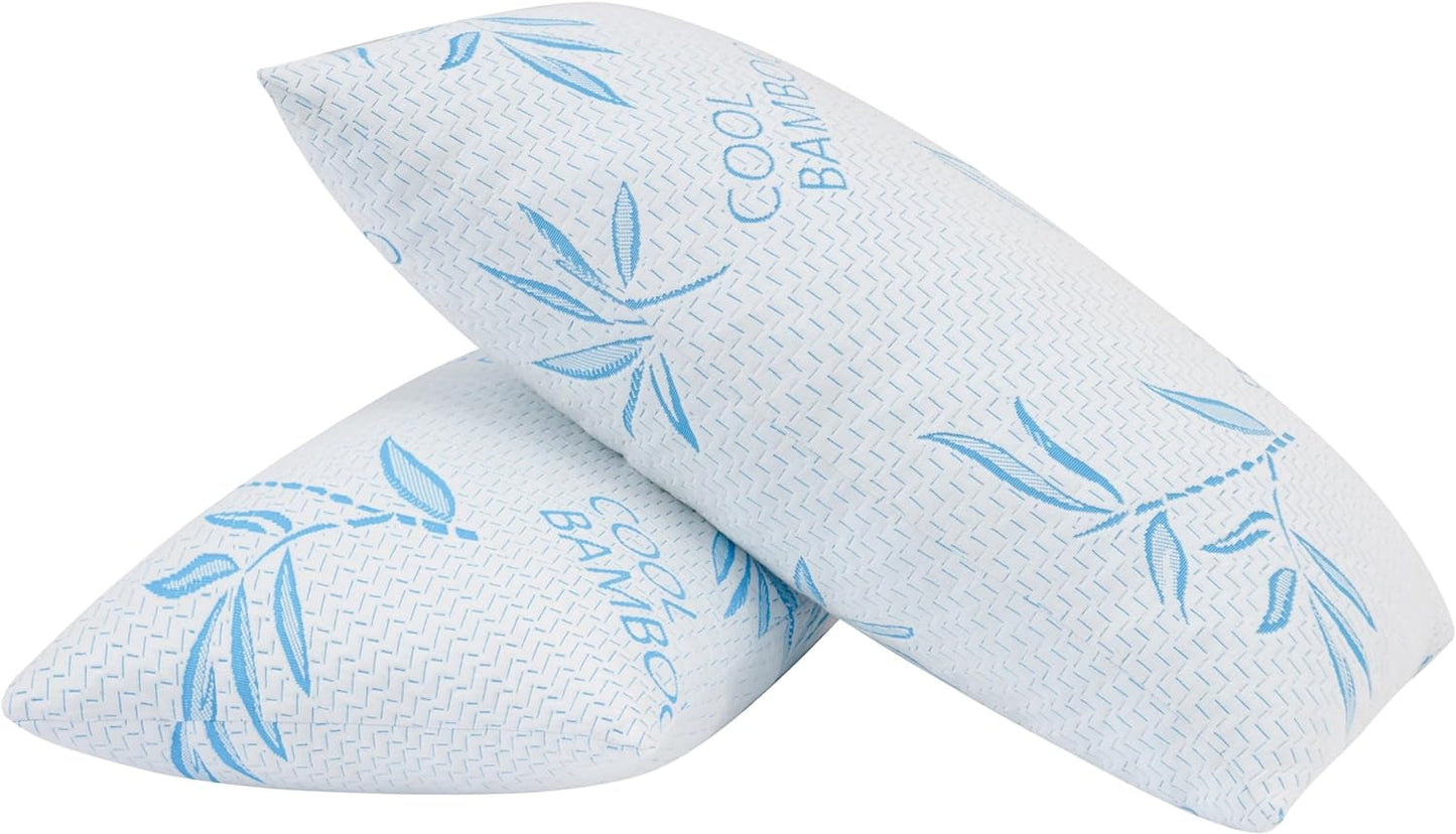Comfysleep King Size Bamboo Viskos Kudde Kylning Strimlad Memory Foam Justerbar Bamboo Viscose Avtagbart/tvättbart överdrag 2st Naty Shop Standardkuddar