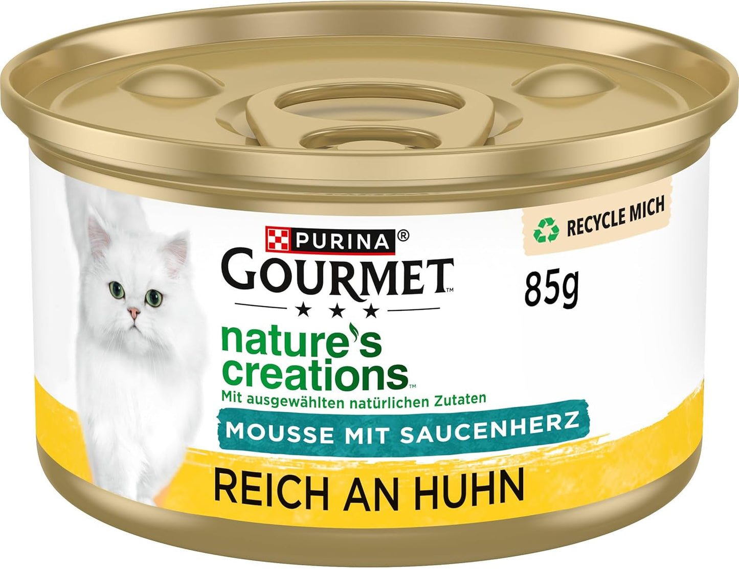 Gourmet Nature's Creations Hjärtasås Mousse Våtmat för katter, rik på kyckling, förpackning om 12 (12 x 85 g)