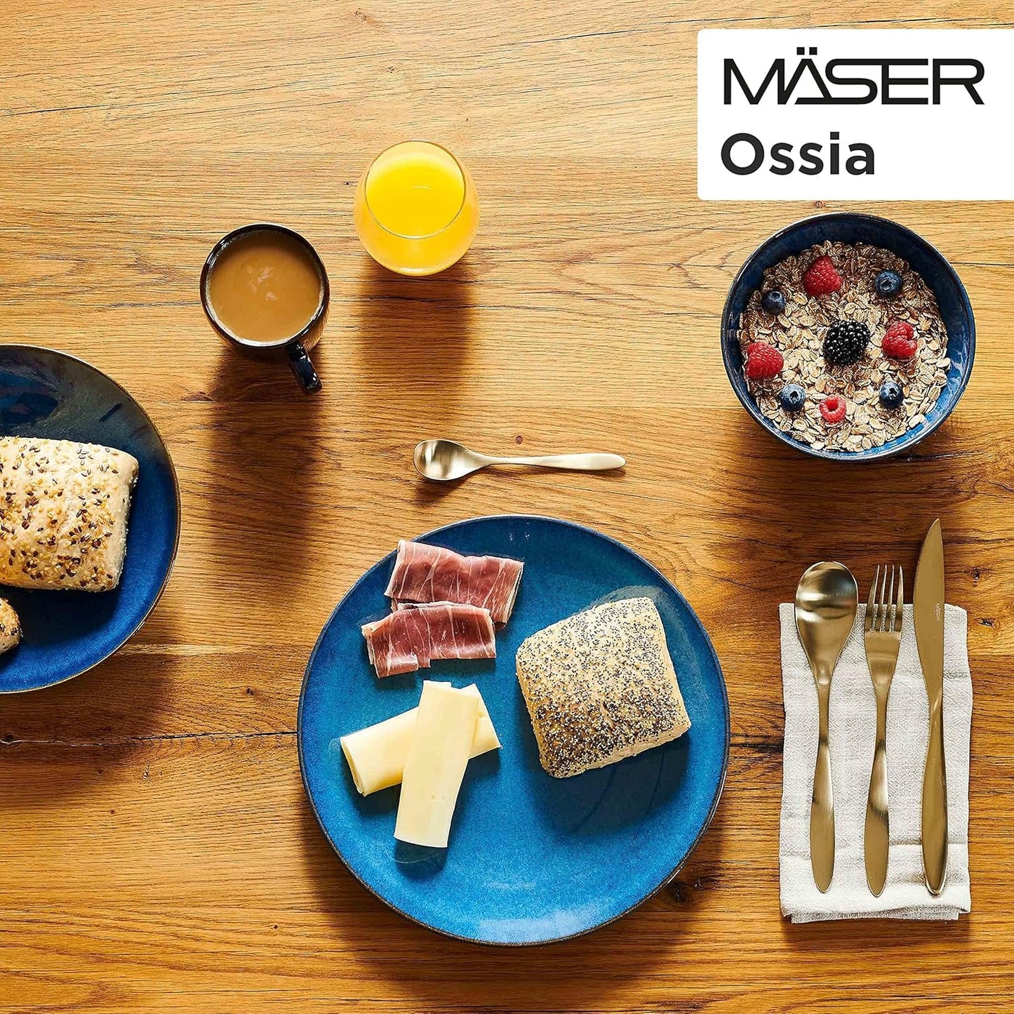 MÄSER frukostset, OSSIA keramik, kungsblå, blå