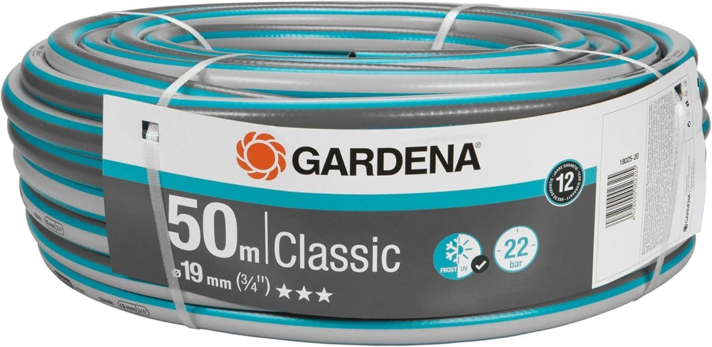 Gardena Classic Hose 19 mm (3/4 tum), 20 m: Universal trädgårdsslang av robust tyg, korsvävd, 22 bar sprängtryck, UV-beständig, inga systemkomponenter, 12 års garanti (18022-20)
