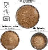 Moritz & Moritz SOLID 36-tlg Steinzeug Geschirr Set 12 Personen - Geschirrset 12 Personen från je 12 Dinner Teller, Kleine Teller, Tiefe Teller