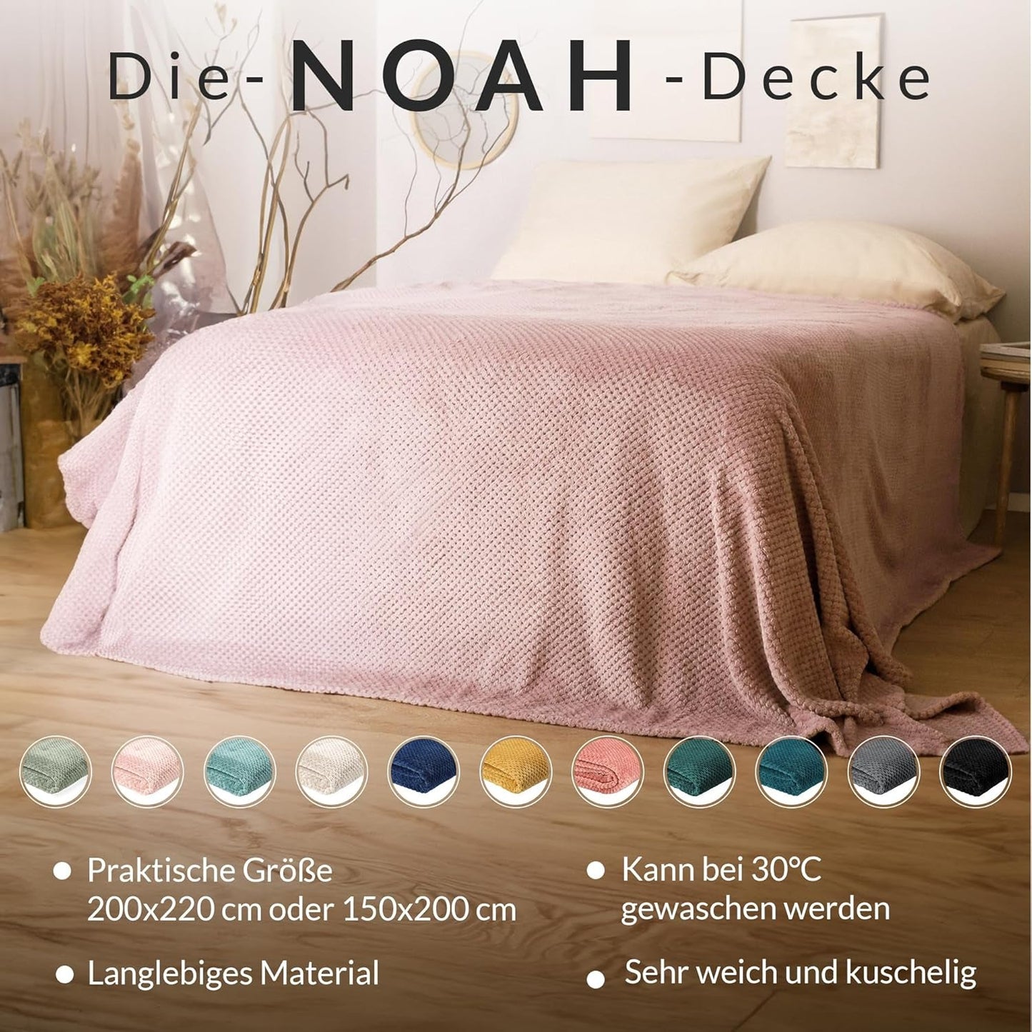 Överkast HOMLA Noah 220 X 240 Cm - överkast soffa bekväm täcke filt - fluffig och mjuk - grå polyester Sängar och filtar Besuche den HOMLA-Store