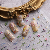 JMEOWIO 3D Nagelsticker Blume Frühling Sommer Floral Nail Art Sticker Selbstklebend Nagelaufkleber 5D Stereoskopisk Dekoration Nageldesign Zubehör 1 Blatt