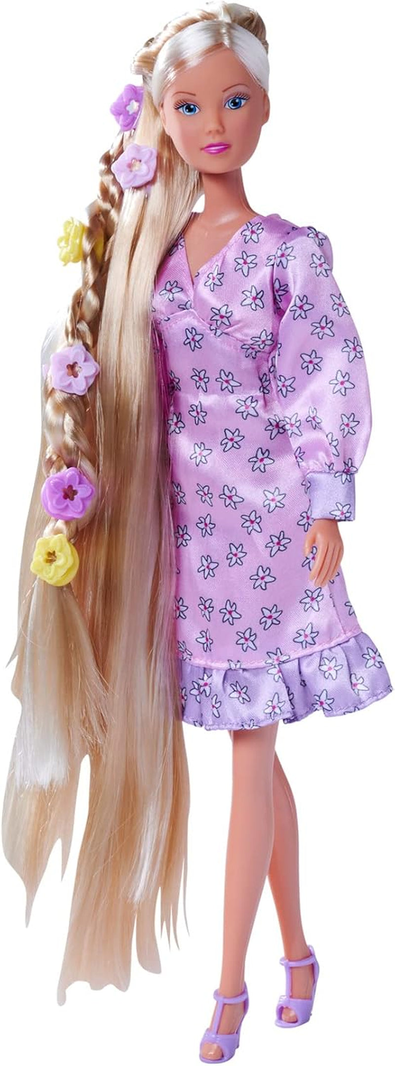 Simba 105733640 - Steffi Love Flower Hair, docka med extra långt hår, innehåller 6 klämmor, flättillbehör och kam, 29 cm, 3+ år