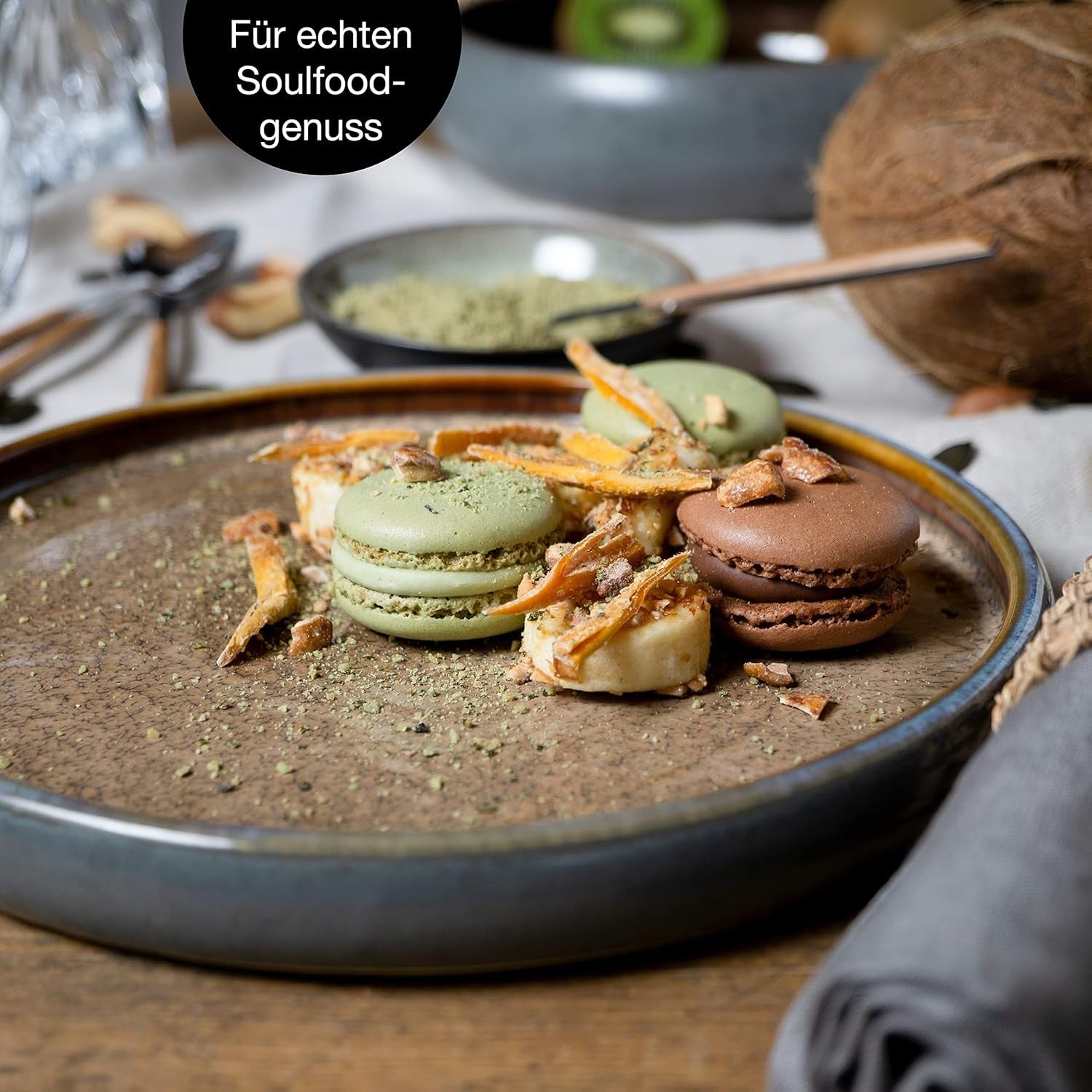 Moritz & Moritz SOLID 18-delat servisset i stengods för 6 - servisset för 6, bestående av 6 mattallrikar, 6 desserttallrikar och 6 mattallrikar