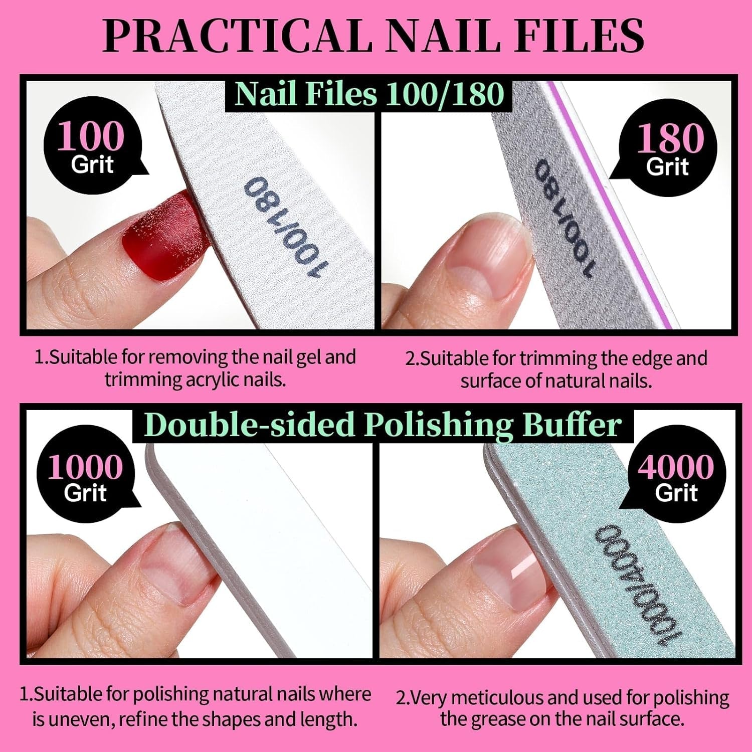 FANDAMEI Manikyr Set, Buffer Für Nägel, Nagelfeile 100/180, Nagelfeilen Für Gelnägel, Nagelhautschieber, Buffer Für Gelnägel, Feilen Für Gelnägel, Nagelzange, Nagelfeilen Set, Maniküre & Pedikyr Set