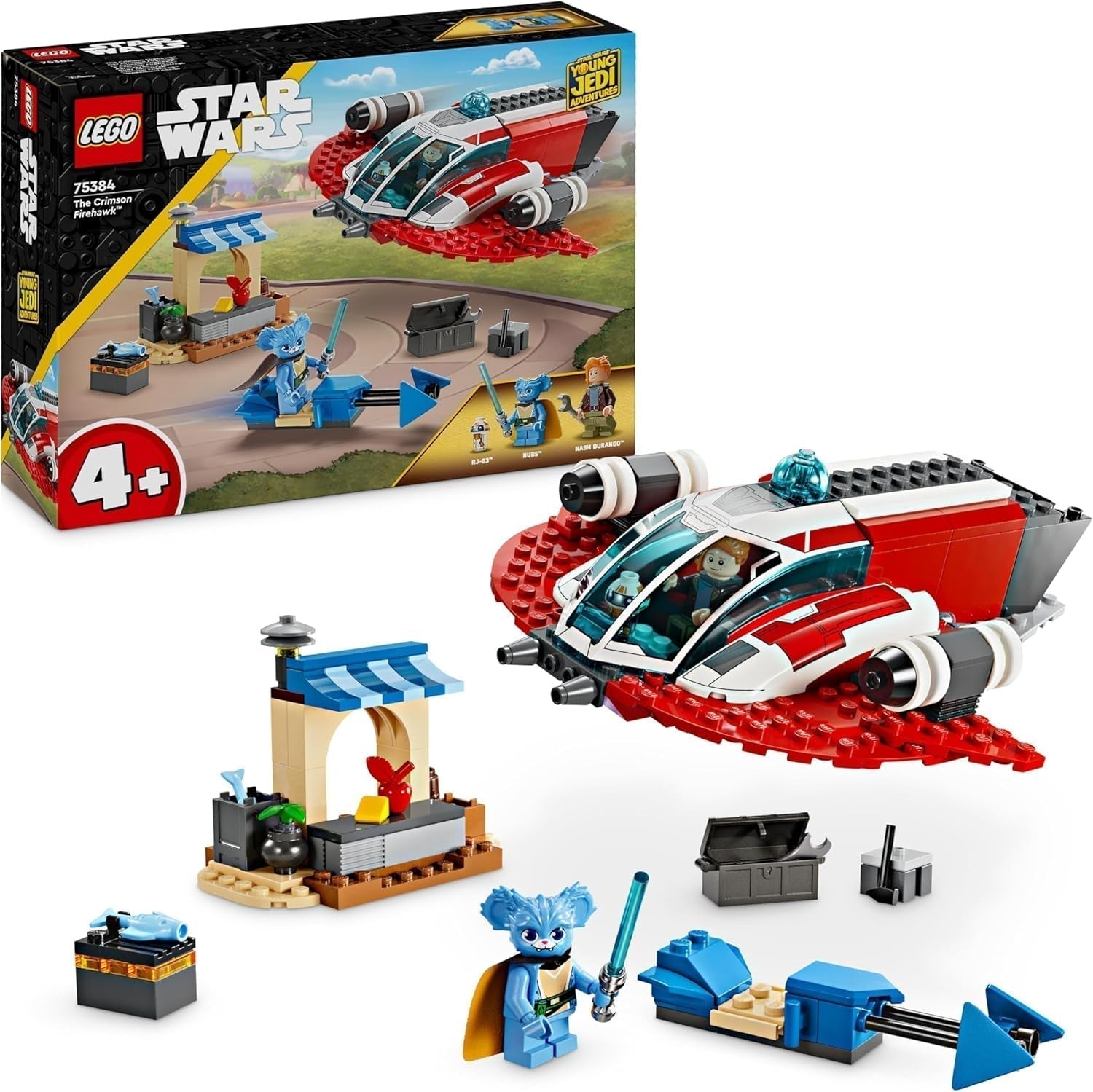 LEGO Star Wars: The Adventures of the Young Jedi Crimson Firehawk, startset för barn med byggbart rymdskepp, speedercykel och 3 figurer, present till pojkar och flickor 4 år gamla 75384 Byggset Besuche den LEGO-Store Singel