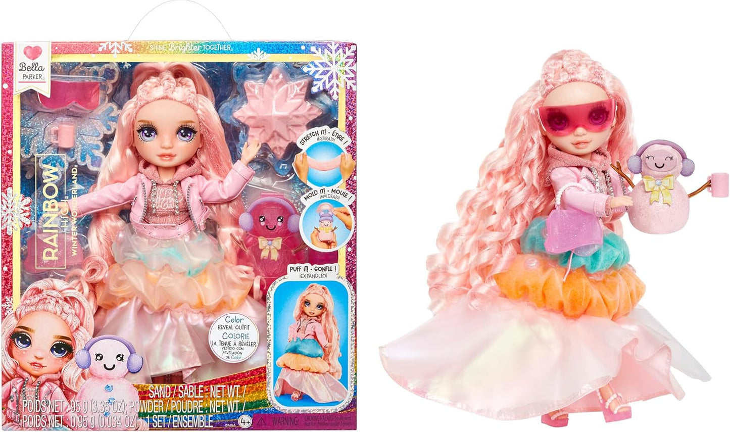 Rainbow High Winter Wonderland - Skyler (blå) - 28 cm Hidden Magic Water Accumulating Snow Fashion Doll med Snowman Set, lämplig för 4-12 år gamla barn och samlare Naty Shop Bella Dolls (rosa)