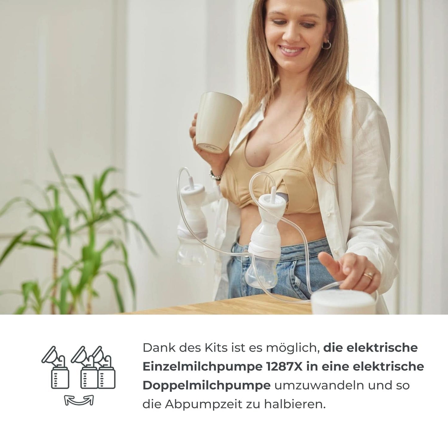 Nuvita Effektiv dubbelpumpsats för Materno Smart X - 1287KDX | Komplett uppsättning tillbehör, anti-kolikflaska godkänd av Aio Accesorii Hrana si Alattare Bebe Naty Shop
