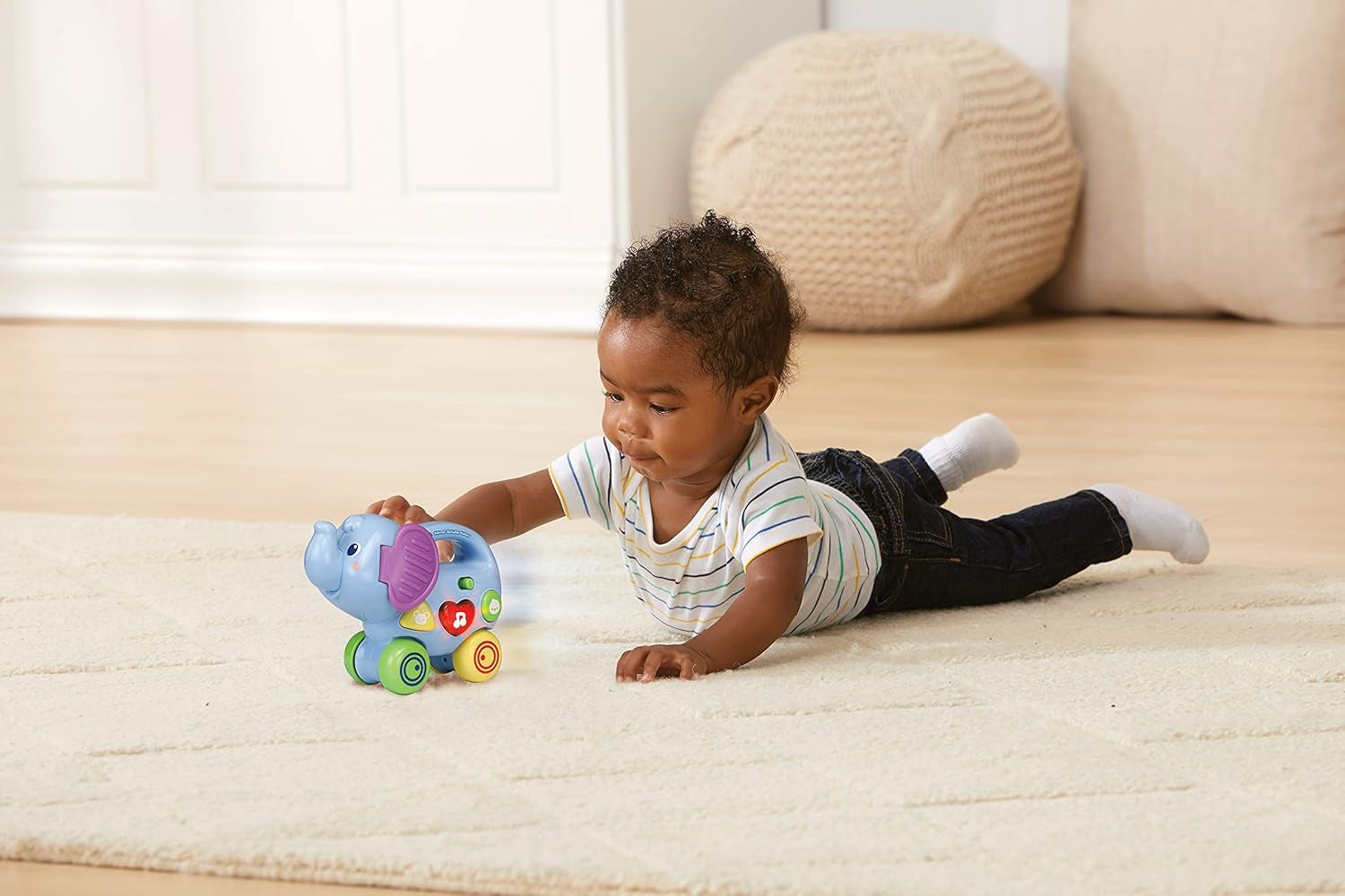 Vtech Baby Little Pushing Elephant - Interaktiv push and play leksak - Med sånger, melodier, meningar och ljud - För barn i åldern 6-36 månader Baby Toys Naty Shop