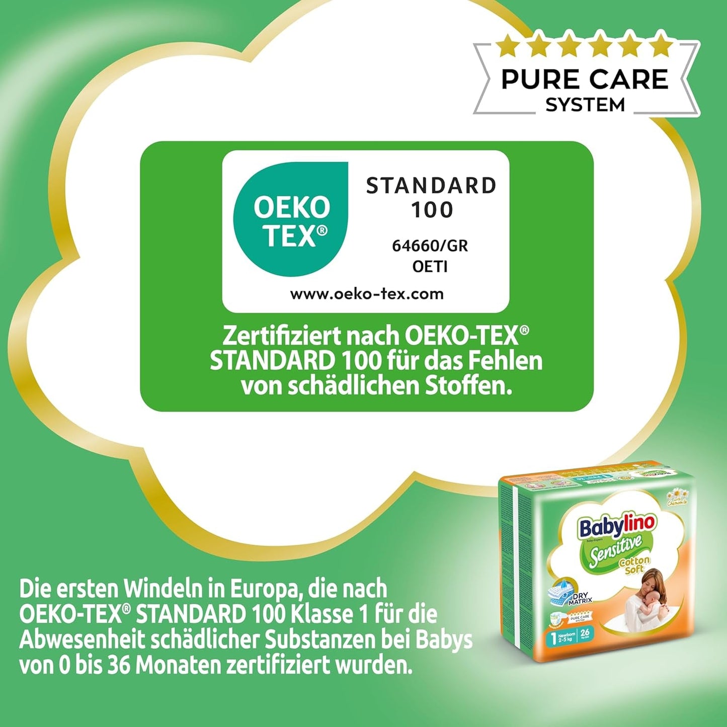 Känsliga barnblöjor, storlek 1, nyfödd (2-5 kg), 26 st